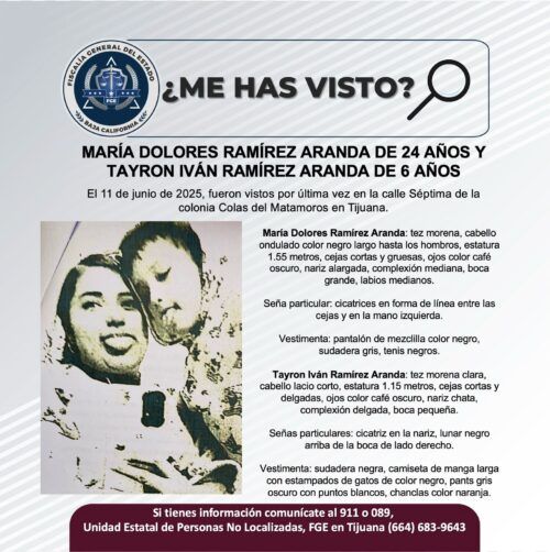 SOLICITAN APOYO PARA LOCALIZAR A MARÍA DOLORES Y TAYRON IVÁN DE 24 Y 6 AÑOS DE EDAD