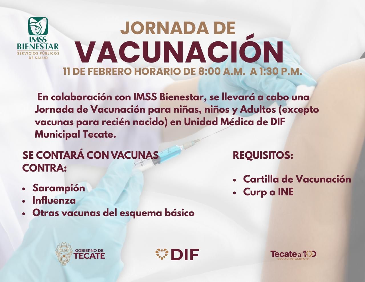 DIF TECATE REALIZARÁ JORNADA DE VACUNACIÓN PARA FORTALECER LA SALUD PREVENTIVA