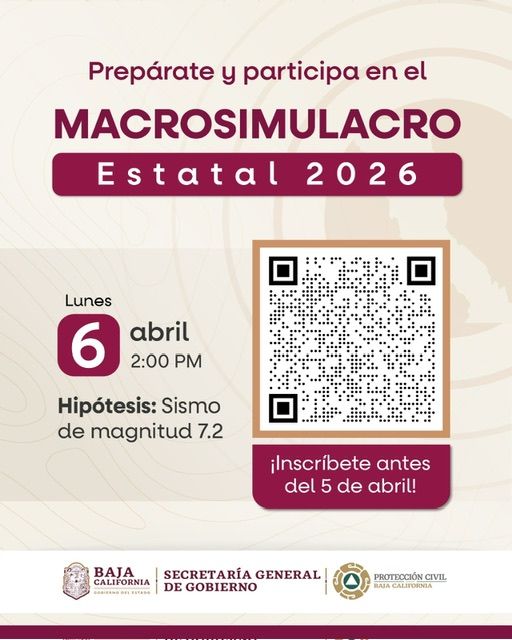 CONVOCAN A PARTICIPAR EN MACROSIMULACRO ESTATAL 2026; POR PRIMERA VEZ SE REALIZARÁ EN HORARIO VESPERTINO