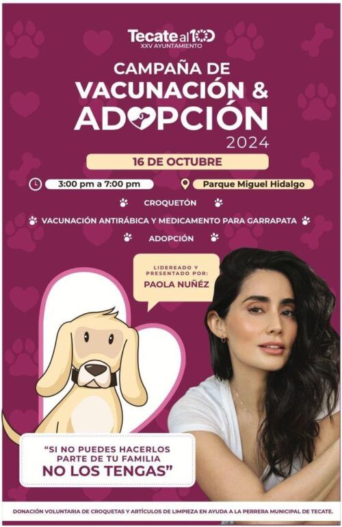 REALIZARÁ GOBIERNO DE TECATE CAMPAÑA DE VACUNACIÓN Y ADOPCIÓN DE MASCOTAS