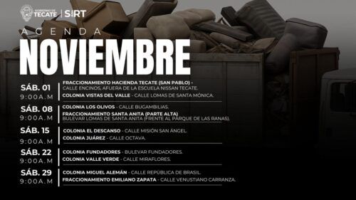 SIRT ANUNCIA LA AGENDA DE NOVIEMBRE PARA MANTENER UN TECATE MÁS LIMPIO