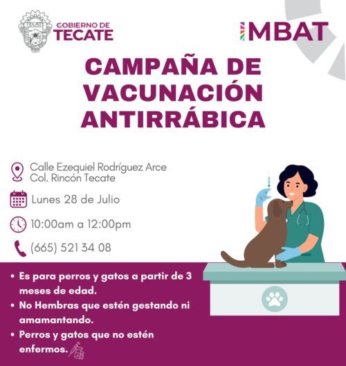 IMBAT LLEVA VACUNACIÓN ANTIRRÁBICA GRATUITA A DIVERSAS COMUNIDADES