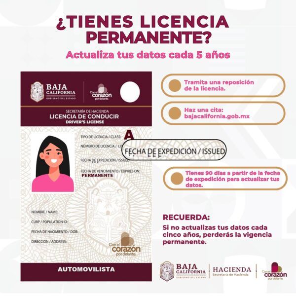 SAT BC INVITA A LA CIUDADANÍA A REPONER LA LICENCIA DE MANEJO PERMANENTE