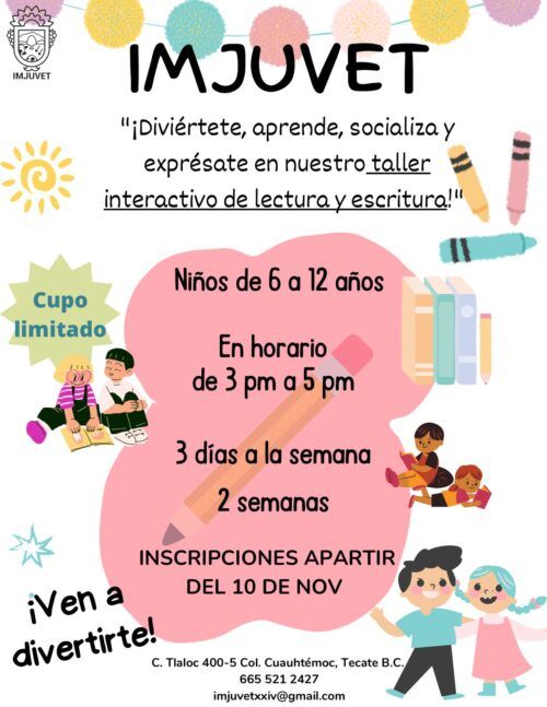 IMJUVET PROMUEVE TALLER INTERACTIVO DE LECTURA Y ESCRITURA PARA NIÑAS Y NIÑOS