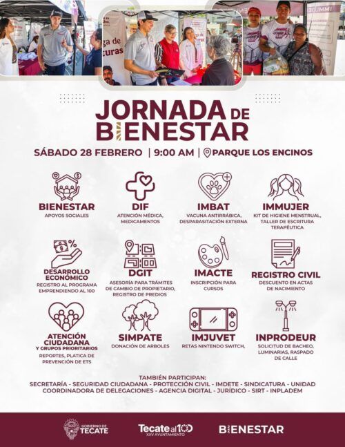 GOBIERNO DE TECATE INVITA A LA JORNADA DE BIENESTAR EN PARQUE LOS ENCINOS