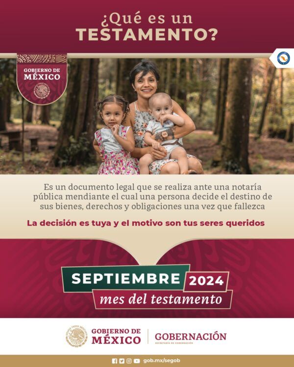 INVITA GOBIERNO DEL ESTADO A APROVECHAR BENEFICIOS DE LA CAMPAÑA “SEPTIEMBRE MES DEL TESTAMENTO”