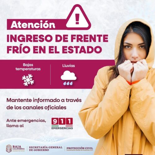 EMITEN ALERTA POR EFECTOS DEL FRENTE FRÍO N°39 ESTE FIN DE SEMANA