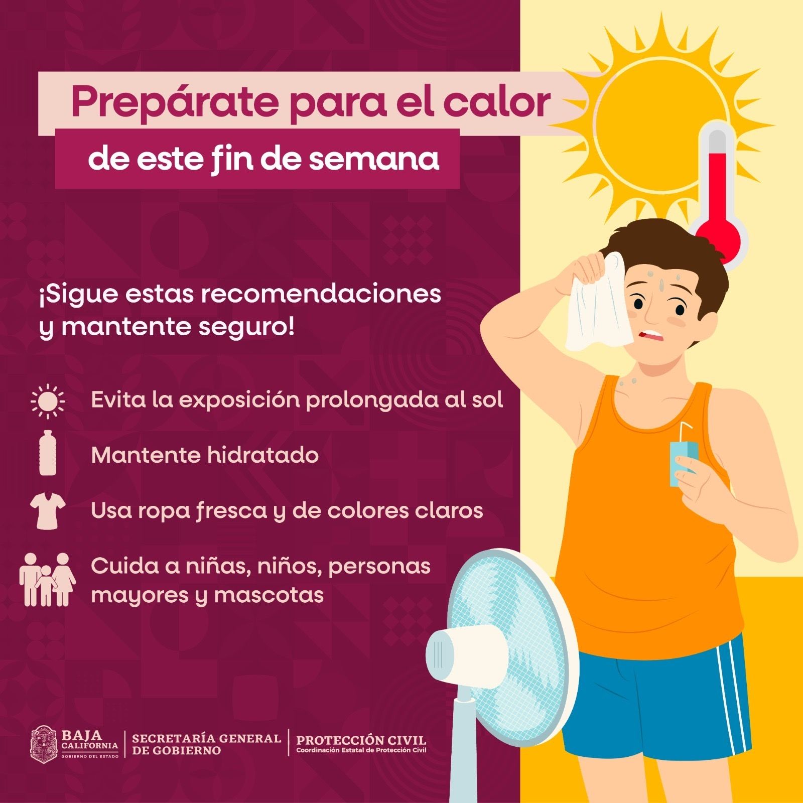 ADVIERTE PROTECCIÓN CIVIL ESTATAL POR ALTAS TEMPERATURAS DURANTE EL FIN DE SEMANA