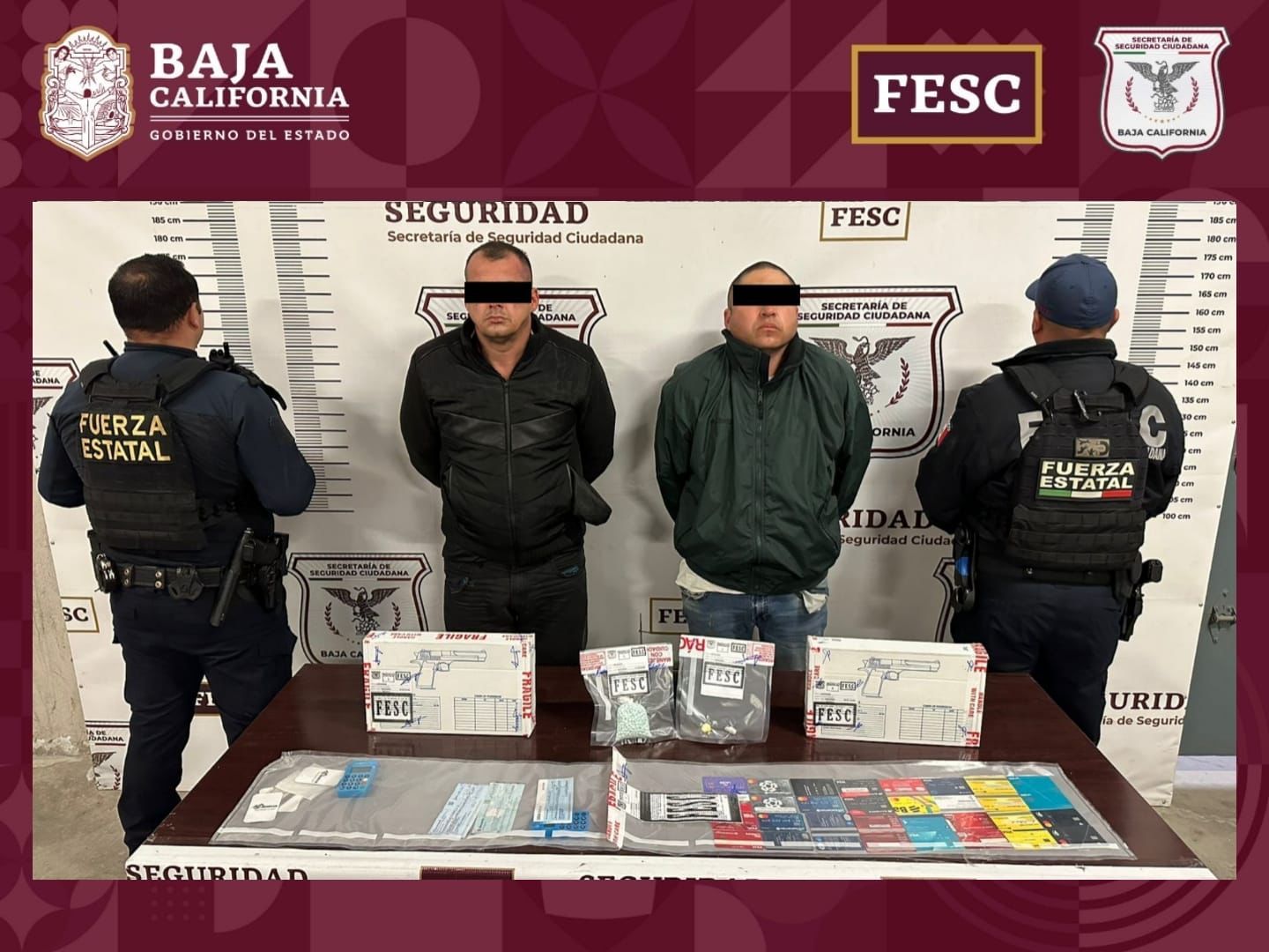 DETIENE FESC A DOS PERSONAS EN POSESIÓN DE FENTANILO, ARMAS DE FUEGO Y TARJETAS BANCARIAS