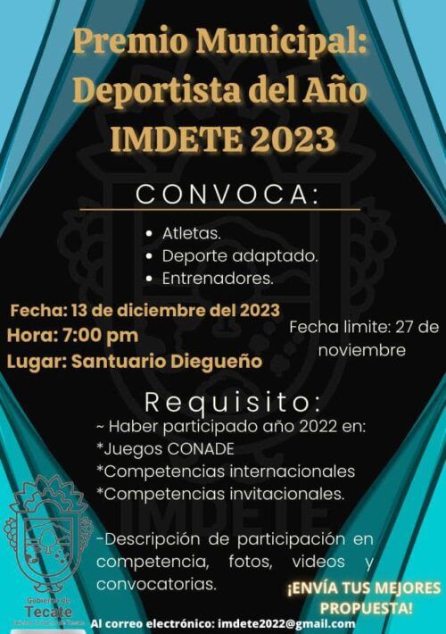 LANZAN CONVOCATORIA PARA RECONOCER A DEPORTISTAS TECATENSES DESTACADOS