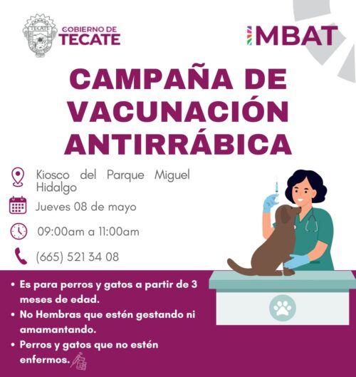 INVITAN A PARTICIPAR EN LA JORNADA GRATUITA DE VACUNACIÓN ANTIRRABICA