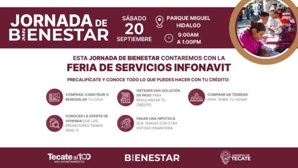LLEGA LA FERIA DE SERVICIOS DE INFONAVIT A TECATE ESTE SÁBADO 20 DE SEPTIEMBRE