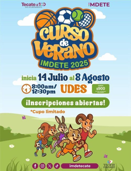 INVITA IMDETE AL CURSO DE VERANO 2025 PARA NIÑAS Y NIÑOS DE TECATE