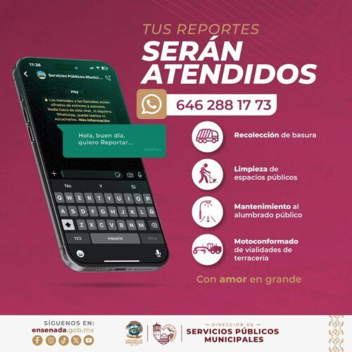 PONE A DISPOSICIÓN GOBIERNO DE ENSENADA LINEA DE ATENCIÓN PARA RECOLECCIÓN DE BASURA