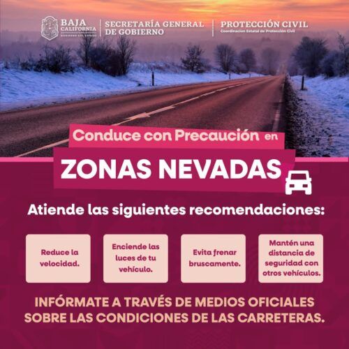 EXHORTAN A TOMAR PRECAUCIONES ANTE PRECIPITACIONES Y NEVADAS POR TORMENTA INVERNAL