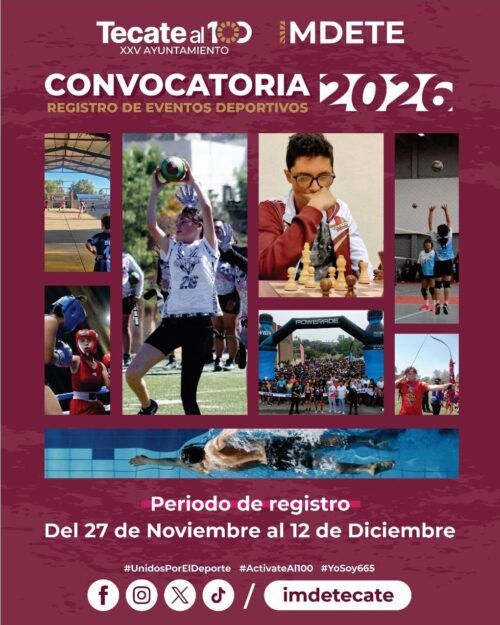 IMDETE INVITA AL REGISTRO DE EVENTOS DEPORTIVOS PARA EL CALENDARIO OFICIAL 2026