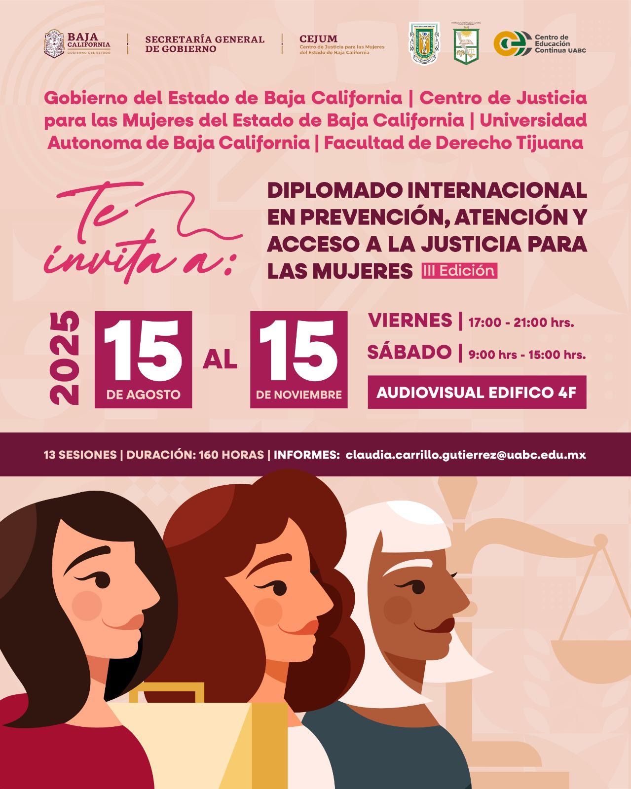 ANUNCIA CEJUM LA 3ª EDICIÓN DEL DIPLOMADO EN PREVENCIÓN, ATENCIÓN Y ACCESO A LA JUSTICIA PARA LAS MUJERES