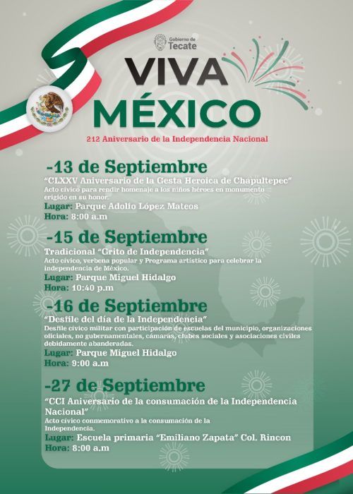GOBIERNO DE TECATE INVITA A VIVIR LAS FIESTAS PATRIAS 2022