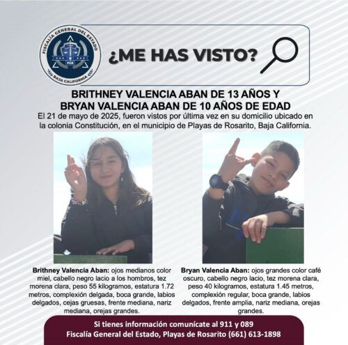 ACTIVAN PESQUISA DE BRITHNEY Y BRYAN VALENCIA ABAN DE 10 AÑOS DE EDAD