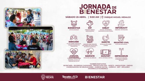 INVITA GOBIERNO DE TECATE A JORNADA DE BIENESTAR EN EL PARQUE MIGUEL HIDALGO
