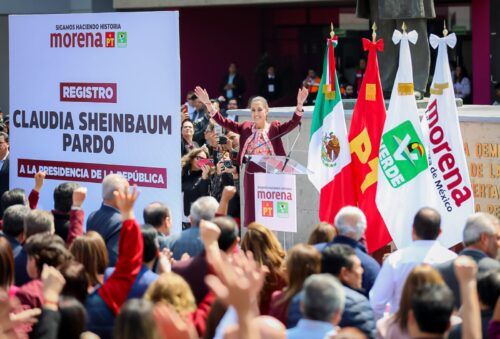 ACOMPAÑA GOBERNADORA DE BC A CLAUDIA SHEINBAUM A SU REGISTRO COMO PRECANDIDATA PRESIDENCIAL