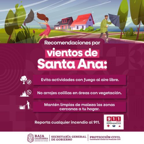 LLAMAN A TOMAR PRECAUCIONES POR VIENTOS DE SANTA ANA