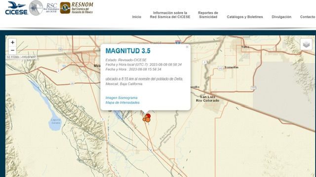 REPORTA PROTECCIÓN CIVIL BAJA CALIFORNIA SISMO MAGNITUD 3.5 EN MEXICALI
