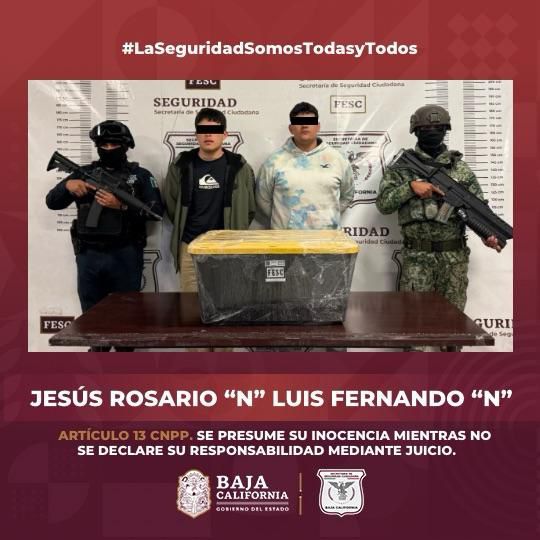 FUERZA ESTATAL Y DEFENSA ASEGURAN A DOS HOMBRES EN POSESIÓN DE MÁS DE 9 KG DE MARIHUANA