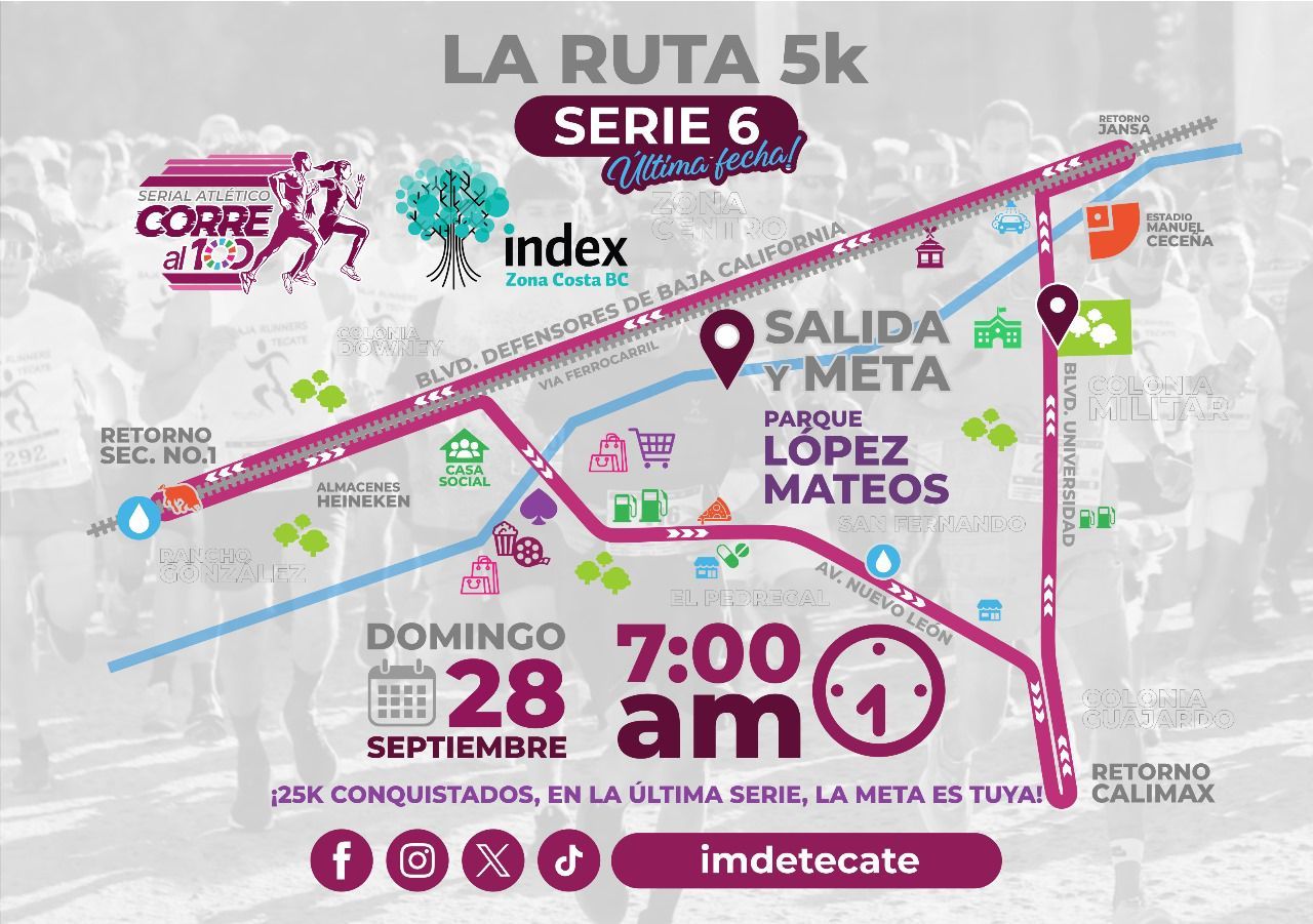 ÚLTIMA FECHA DEL SERIAL ATLÉTICO “CORRE AL 100”, RUMBO AL MEDIO MARATÓN INTERNACIONAL DE TECATE 2025
