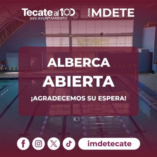 IMDETE ANUNCIA LA REAPERTURA DE LA ALBERCA EN LA UNIDAD DEPORTIVA EUFRASIO SANTANA