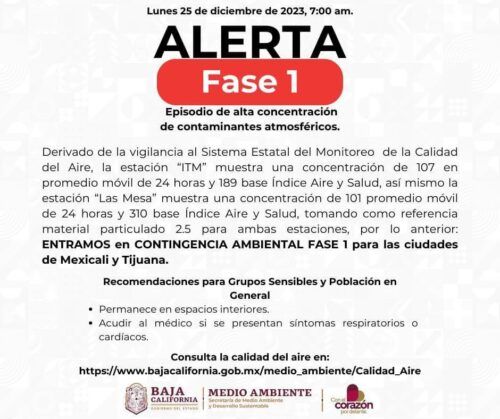 ALERTAN SOBRE MALA CALIDAD DEL AIRE EN TIJUANA Y MEXICALI