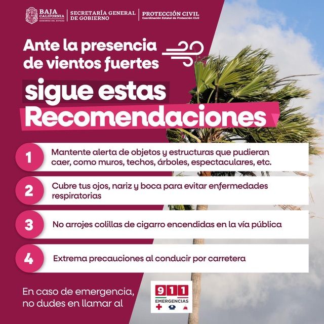 ALERTAN POR PRONÓSTICO DE VIENTOS FUERTES