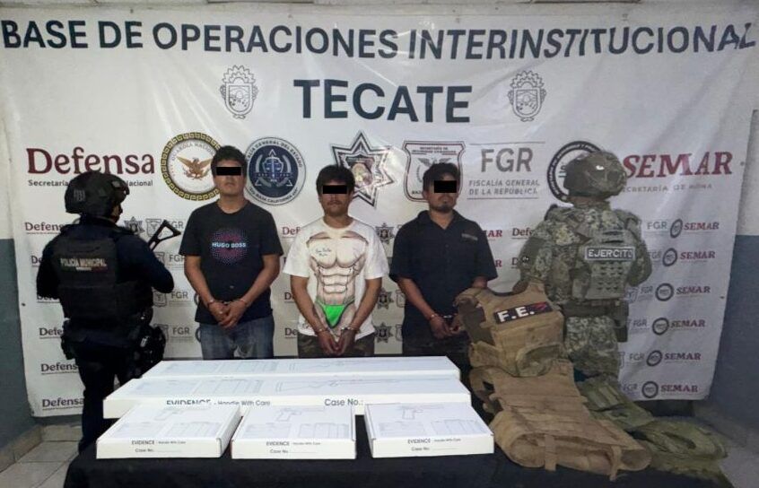 EN OPERATIVO DETIENEN A TRES SUJETOS ARMADOS EN ZONA RURAL DE TECATE