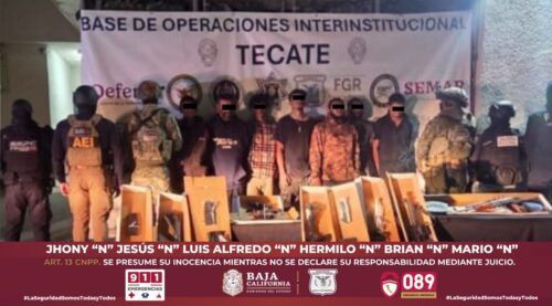 TRAS ENFRENTAMIENTO ARMADO DETIENEN A SIETE PERSONAS Y ASEGURAN ARSENAL EN TECATE