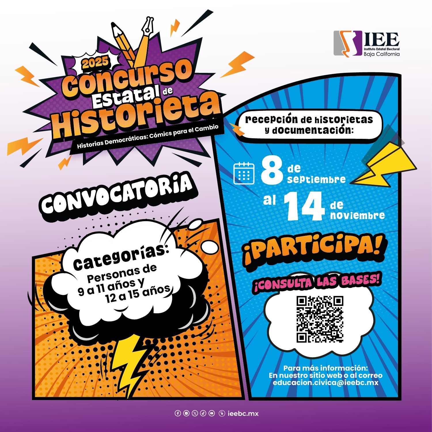 APRUEBA IEEBC CONVOCATORIA DEL CONCURSO ESTATAL DE HISTORIETA 2025 “HISTORIAS DEMOCRÁTICAS: CÓMICS POR EL CAMBIO”