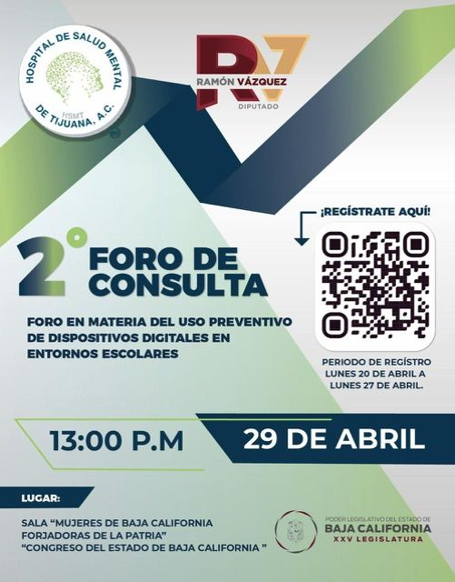CONGRESO DE BAJA CALIFORNIA CONVOCA AL 2° FORO SOBRE DISPOSITIVOS DIGITALES EN ENTORNOS ESCOLARES