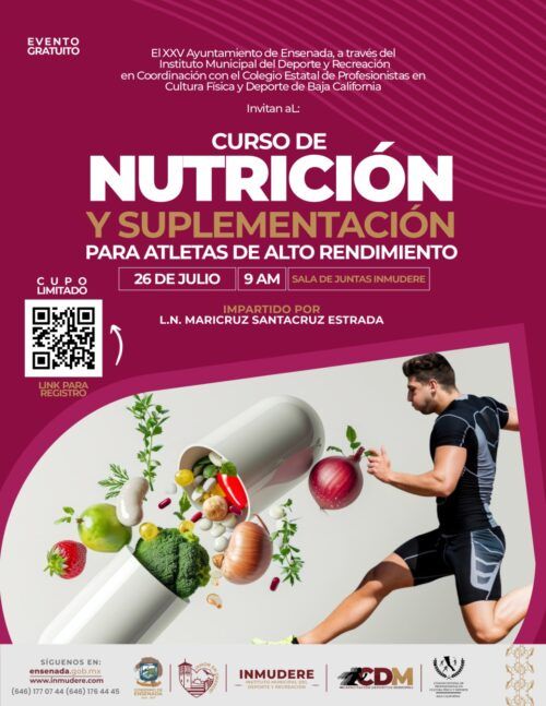 INVITA GOBIERNO DE ENSENADA AL CURSO “NUTRICIÓN Y SUMPLEMENTACIÓN PARA ATLETAS DE ALTO RENDIMINETO”