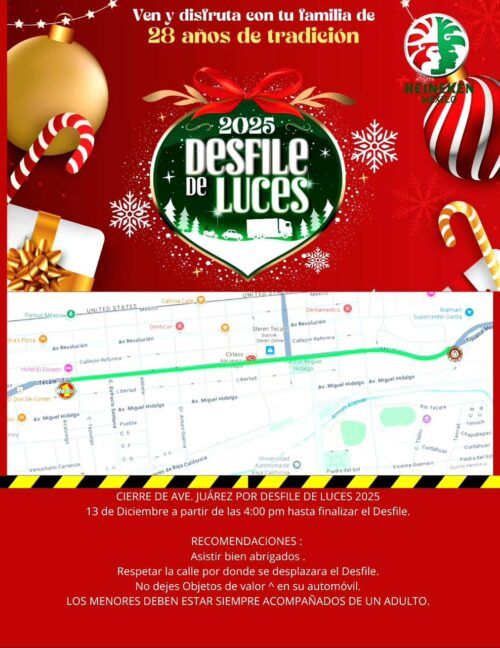 GOBIERNO DE TECATE INFORMA CIERRE VIAL POR DESFILE DE LUCES