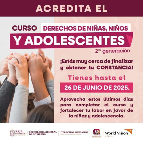 INVITAN A CONCLUIR CURSO DE DERECHOS DE NIÑAS, NIÑOS Y ADOLESCENTES