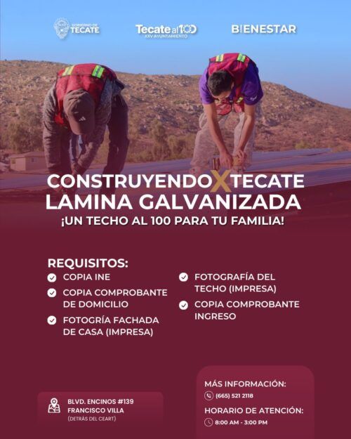 LANZA GOBIERNO DE TECATE PROGRAMA DE LÁMINA GALVANIZADA