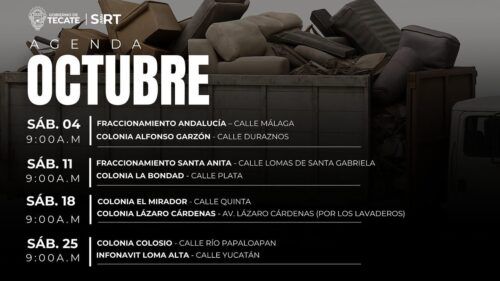 TECATE: ANUNCIAN JORNADAS DE BASURA VOLUMINOSA DURANTE OCTUBRE