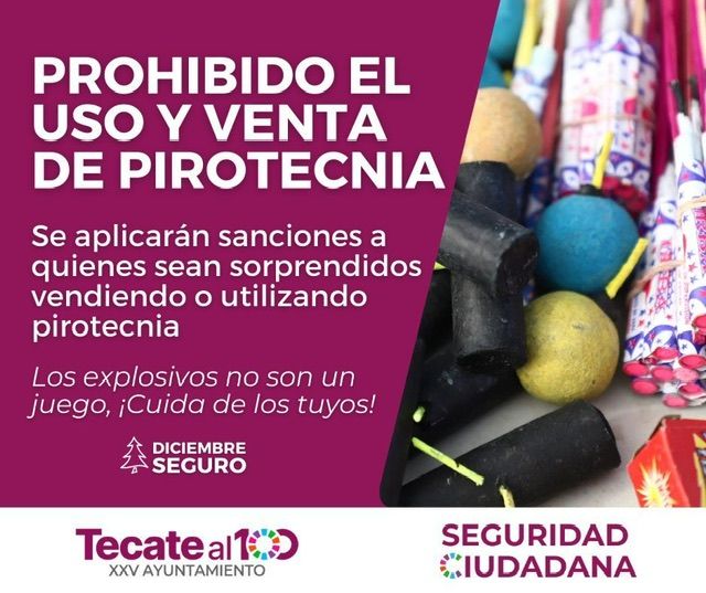 CERO TOLERANCIA AL USO DE PIROTECNIA DURANTE LAS FESTIVIDADES DE NAVIDAD Y AÑO NUEVO: ROMÁN COTA