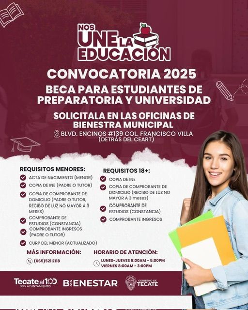 GOBIERNO DE TECATE ABRE CONVOCATORIAS 2025 PARA BECAS Y UNIFORMES ESCOLARES