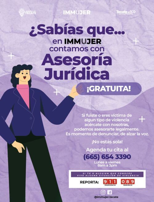 GOBIERNO DE TECATE REAFIRMA SU COMPROMISO CON LAS MUJERES A TRAVÉS DE ASESORÍA JURÍDICA GRATUITA EN IMMUJER