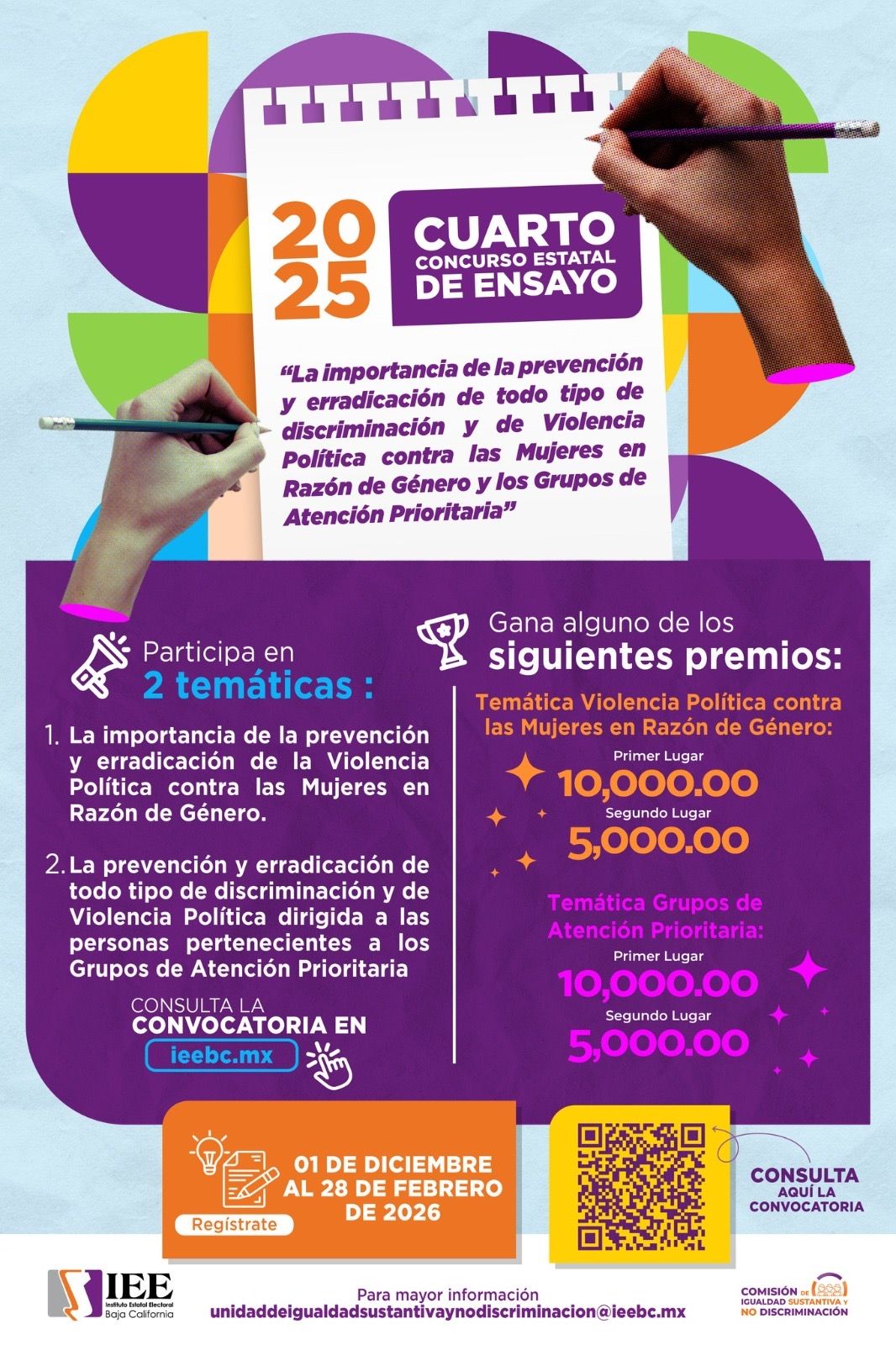 REITERA IEEBC INVITACIÓN A PARTICIPAR EN EL CUARTO CONCURSO ESTATAL DE ENSAYO 2025