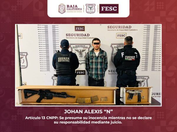 ASEGURA FUERZA ESTATAL A TRES PERSONAS CON ARMAS DE FUEGO TRAS OPERATIVOS EN TECATE