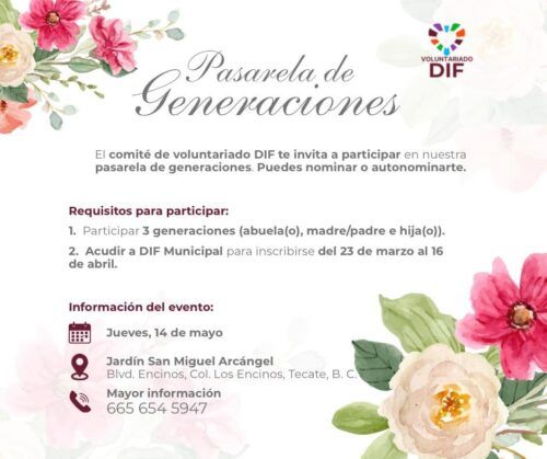 DIF TECATE INVITA A FORTALECER LOS LAZOS FAMILIARES CON LA “PASARELA DE GENERACIONES”