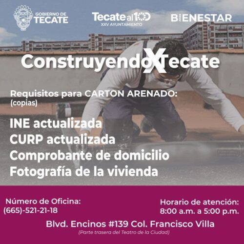 TECATE: ABRE CONVOCATORIA PARA RECIBIR APOYOS DE CARTON ARENADO