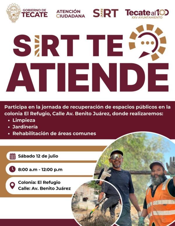 INVITAN A JORNADA DE RECUPERACIÓN DE ESPACIOS PÚBLICOS “SIRT TE ATIENDE” EN EL REFUGIO