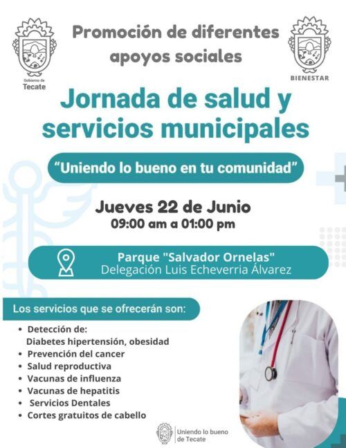GOBIERNO DE TECATE INVITA A JORNADA DE SALUD Y SERVICIOS MUNICIPALES
